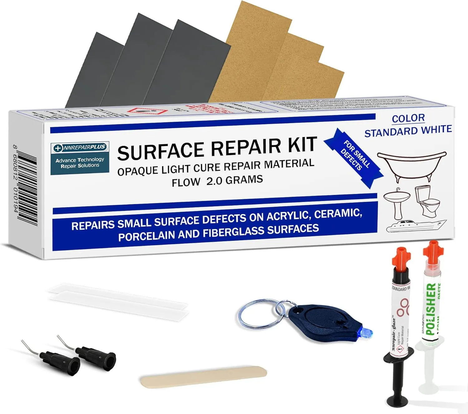 Ceramic & Acrylic Chip Repair Kit - Standard White