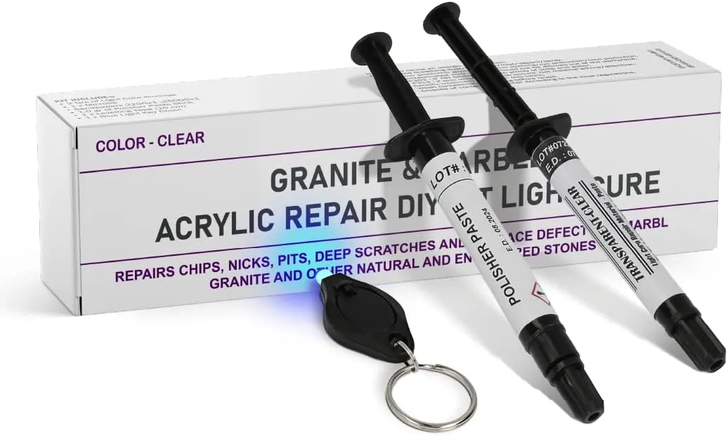 Granite, Marble, Quartz & Acrylic Chip Repair Kit - Clear