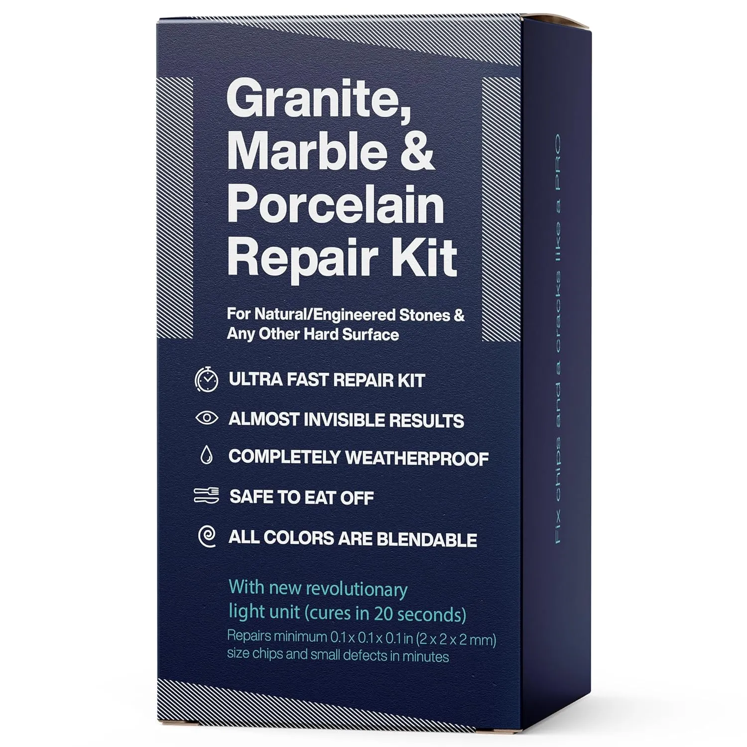 Granite, Marble & Corian Chip Repair Kit - Acrylic White, Black, Clear
